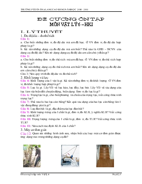 Đề cương ôn tập môn vật lý 6  Học kì I